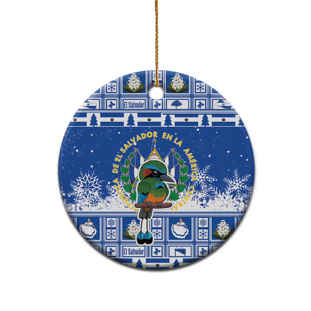 El Salvador Christmas Ceramic Ornament The Torogoz Cartoon With Coat Of Arms - Wonder Print Shop