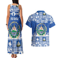 El Salvador Christmas Couples Matching Tank Maxi Dress and Hawaiian Shirt The Torogoz Cartoon With Coat Of Arms - Wonder Print Shop