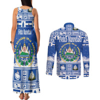 El Salvador Christmas Couples Matching Tank Maxi Dress and Long Sleeve Button Shirt The Torogoz Cartoon With Coat Of Arms - Wonder Print Shop