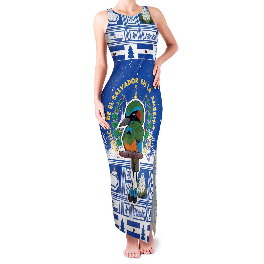 El Salvador Christmas Family Matching Tank Maxi Dress and Hawaiian Shirt The Torogoz Cartoon With Coat Of Arms - Wonder Print Shop
