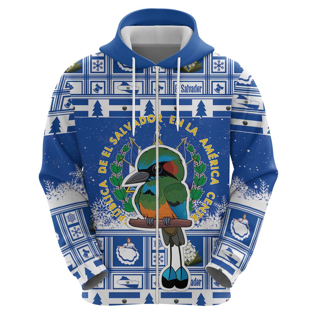 El Salvador Christmas Hoodie The Torogoz Cartoon With Coat Of Arms - Wonder Print Shop