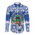 El Salvador Christmas Long Sleeve Button Shirt The Torogoz Cartoon With Coat Of Arms - Wonder Print Shop