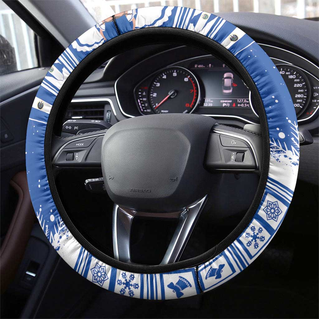 El Salvador Christmas Steering Wheel Cover The Torogoz Cartoon With Coat Of Arms - Wonder Print Shop