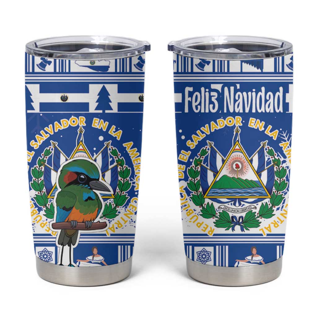 El Salvador Christmas Tumbler Cup The Torogoz Cartoon With Coat Of Arms - Wonder Print Shop