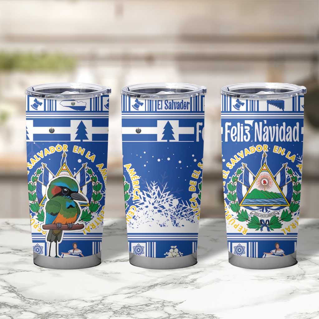 El Salvador Christmas Tumbler Cup The Torogoz Cartoon With Coat Of Arms - Wonder Print Shop