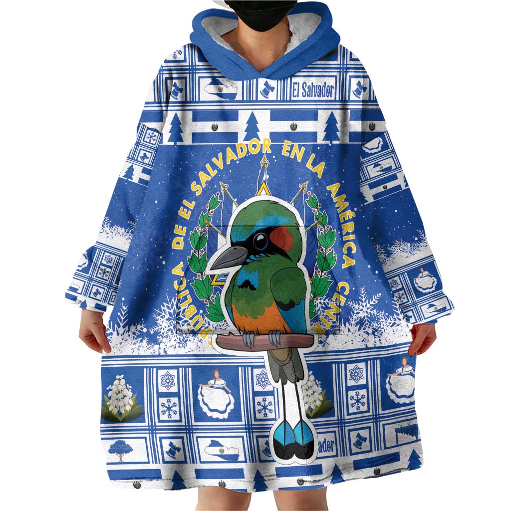 El Salvador Christmas Wearable Blanket Hoodie The Torogoz Cartoon With Coat Of Arms - Wonder Print Shop