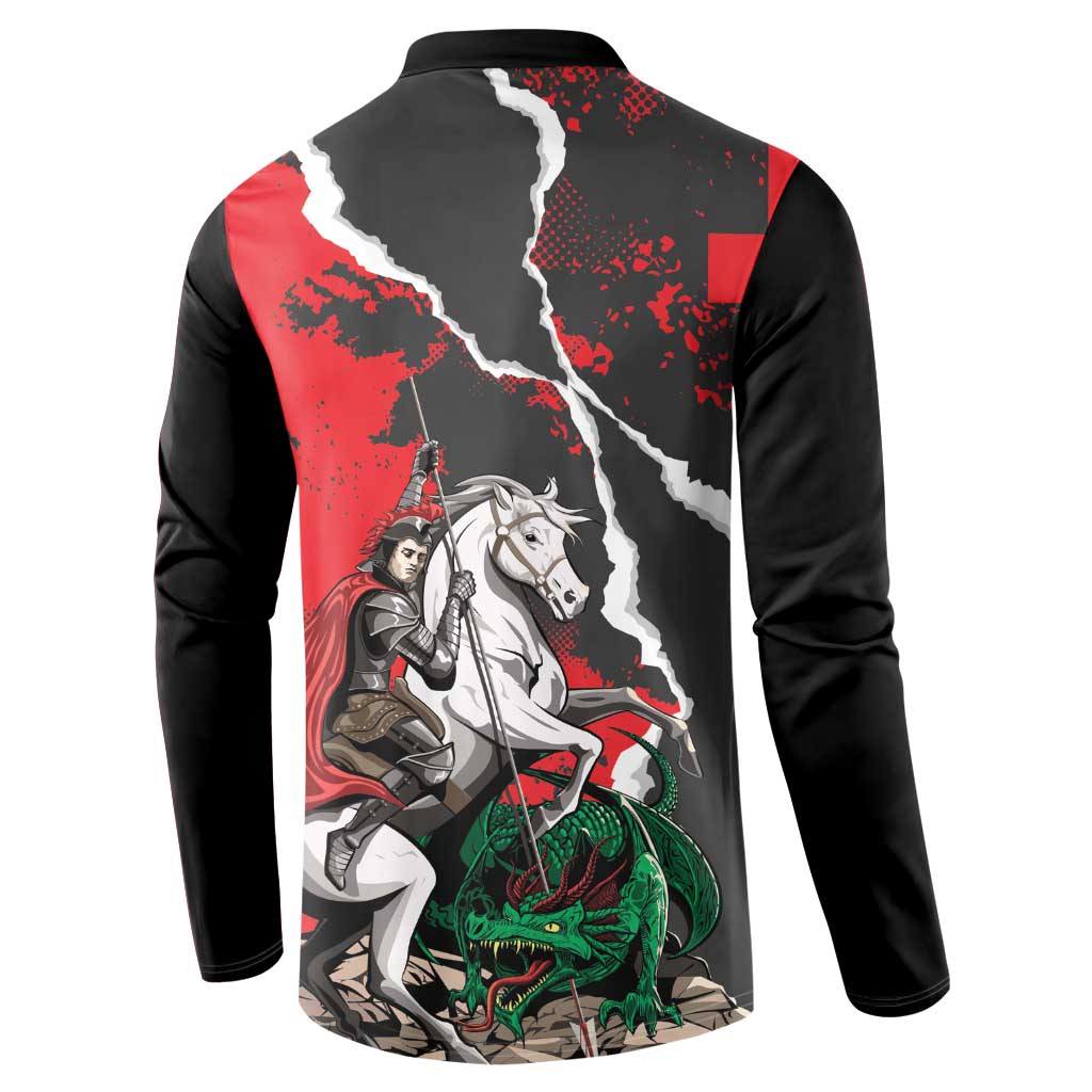 Russia Knight Fighting With Dragon Button Sweatshirt Grunge Style