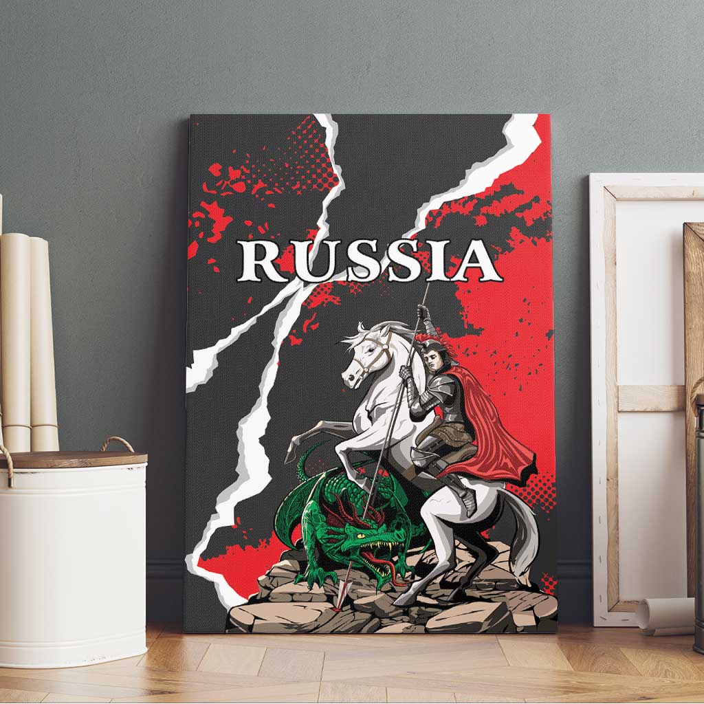 Russia Knight Fighting With Dragon Canvas Wall Art Grunge Style