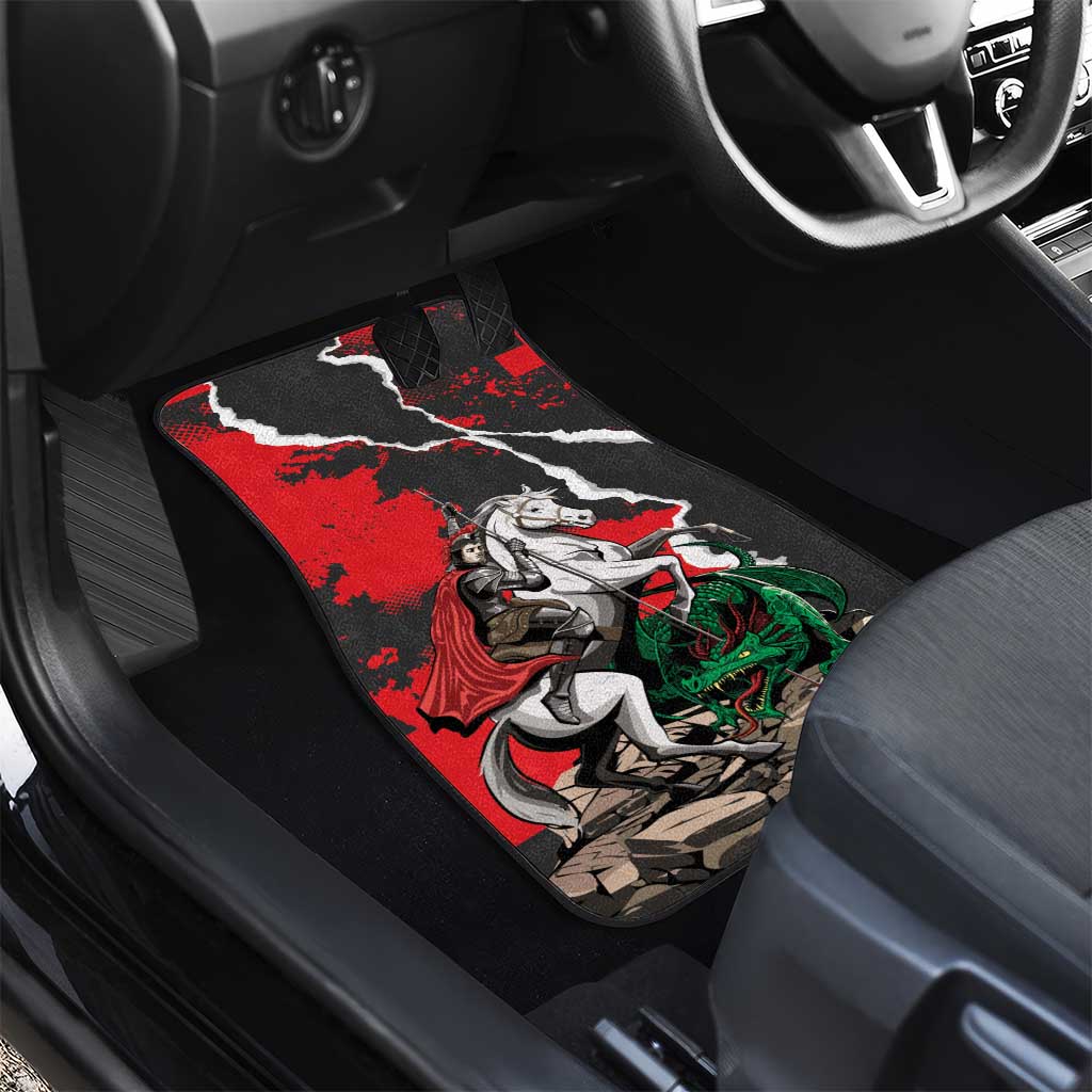 Russia Knight Fighting With Dragon Car Mats Grunge Style