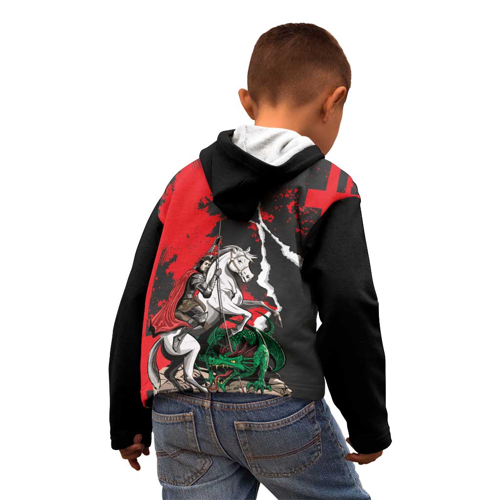 Russia Knight Fighting With Dragon Kid Hoodie Grunge Style - Wonder Print Shop