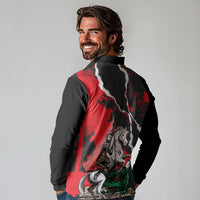 Russia Knight Fighting With Dragon Long Sleeve Polo Shirt Grunge Style - Wonder Print Shop
