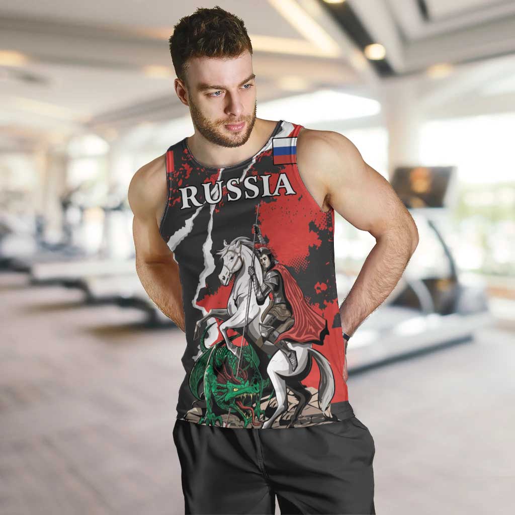 Russia Knight Fighting With Dragon Men Tank Top Grunge Style - Wonder Print Shop