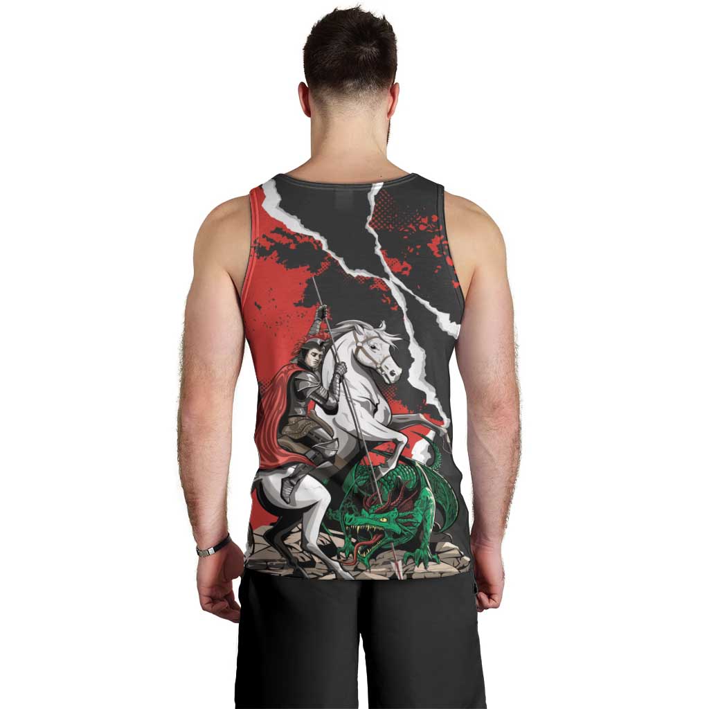 Russia Knight Fighting With Dragon Men Tank Top Grunge Style - Wonder Print Shop