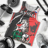 Russia Knight Fighting With Dragon Men Tank Top Grunge Style - Wonder Print Shop