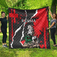 Russia Knight Fighting With Dragon Quilt Grunge Style - Wonder Print Shop