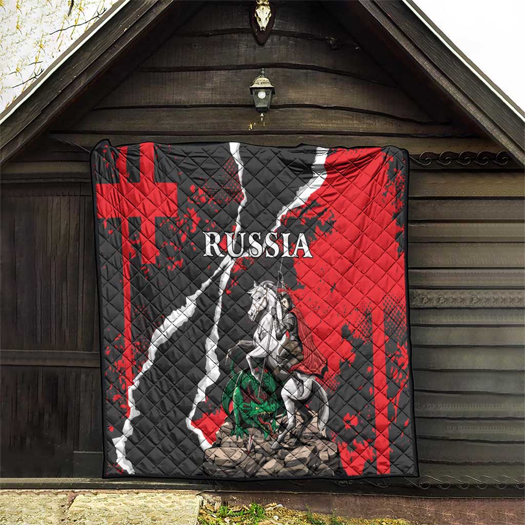 Russia Knight Fighting With Dragon Quilt Grunge Style - Wonder Print Shop
