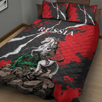 Russia Knight Fighting With Dragon Quilt Bed Set Grunge Style - Wonder Print Shop