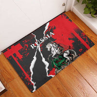 Russia Knight Fighting With Dragon Rubber Doormat Grunge Style - Wonder Print Shop