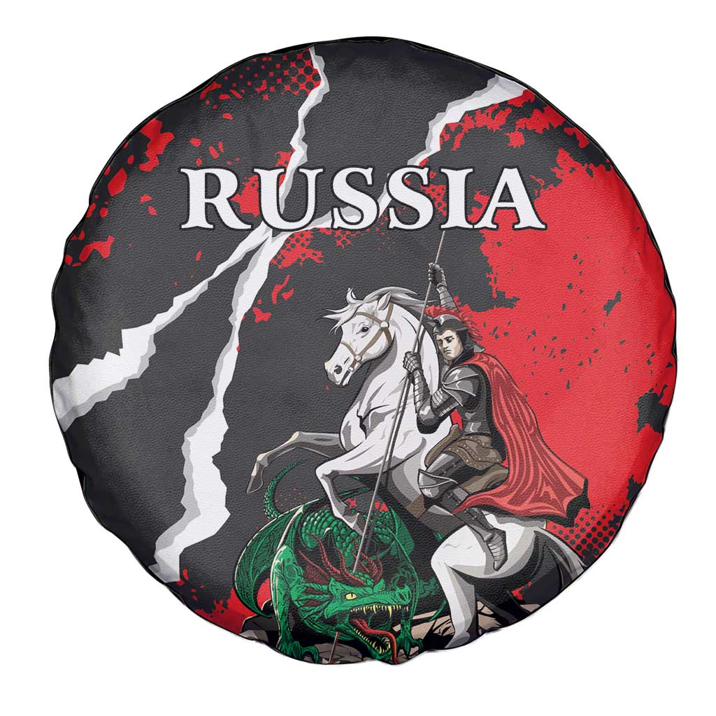 Russia Knight Fighting With Dragon Spare Tire Cover Grunge Style - Wonder Print Shop