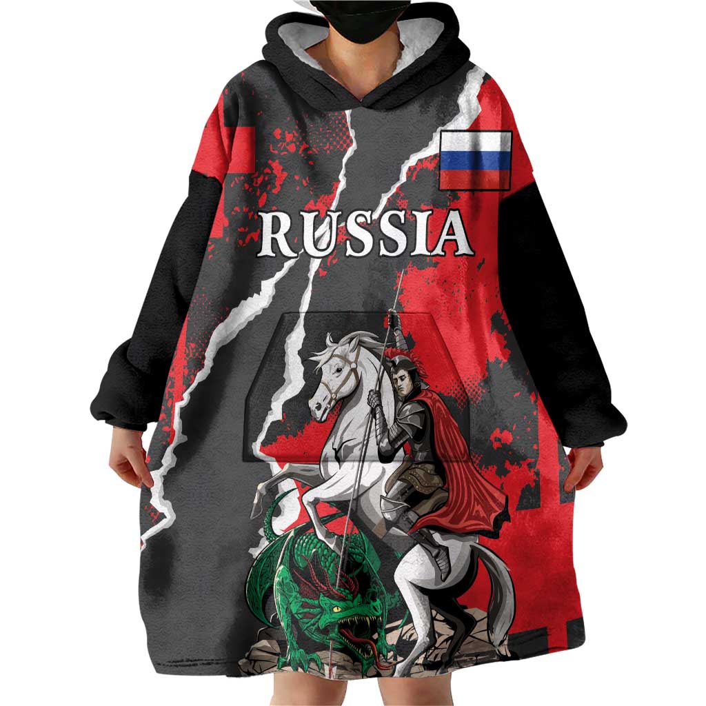 Russia Knight Fighting With Dragon Wearable Blanket Hoodie Grunge Style - Wonder Print Shop