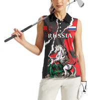 Russia Knight Fighting With Dragon Women Sleeveless Polo Shirt Grunge Style - Wonder Print Shop