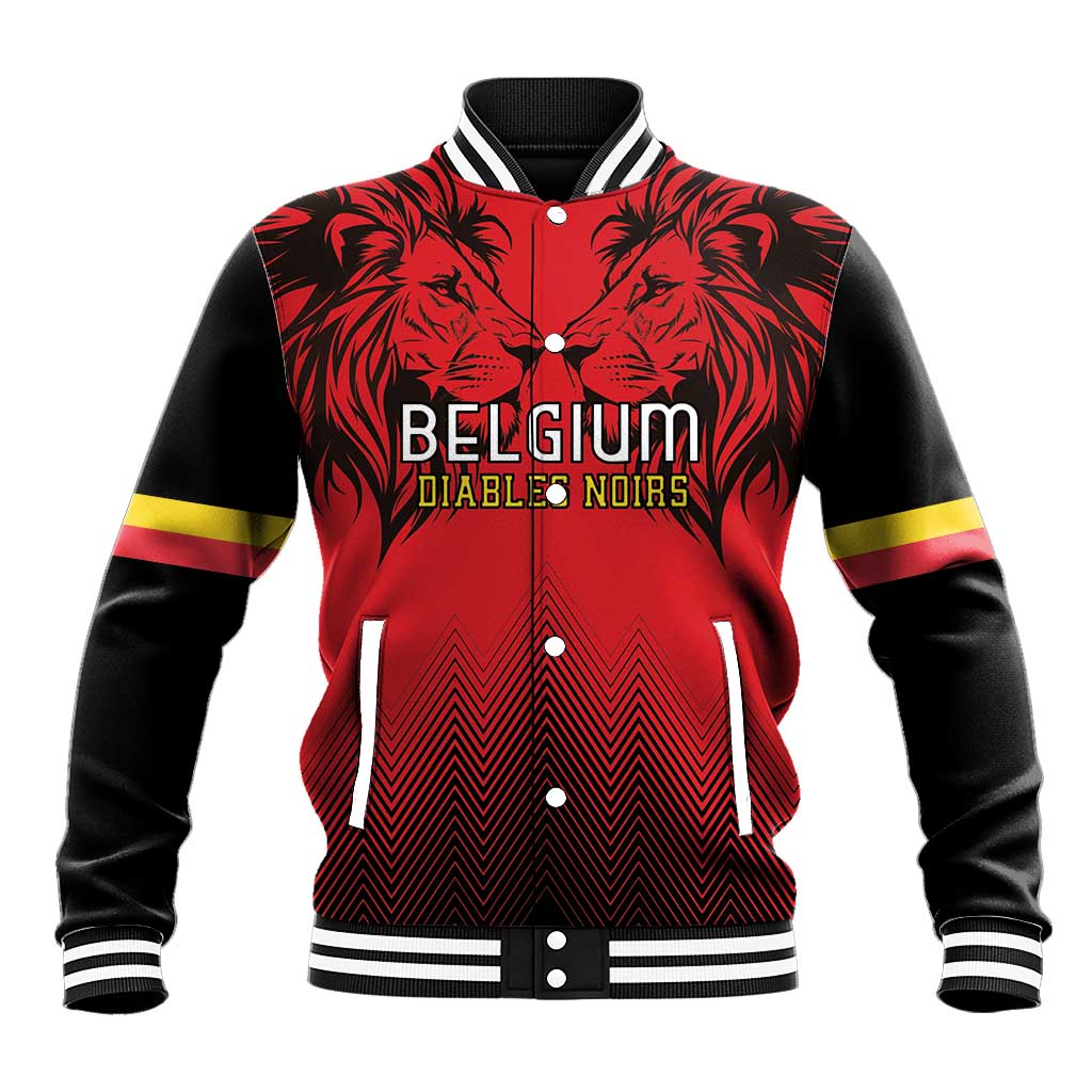 Custom Belgium Rugby Baseball Jacket Diables Noirs Lion Head