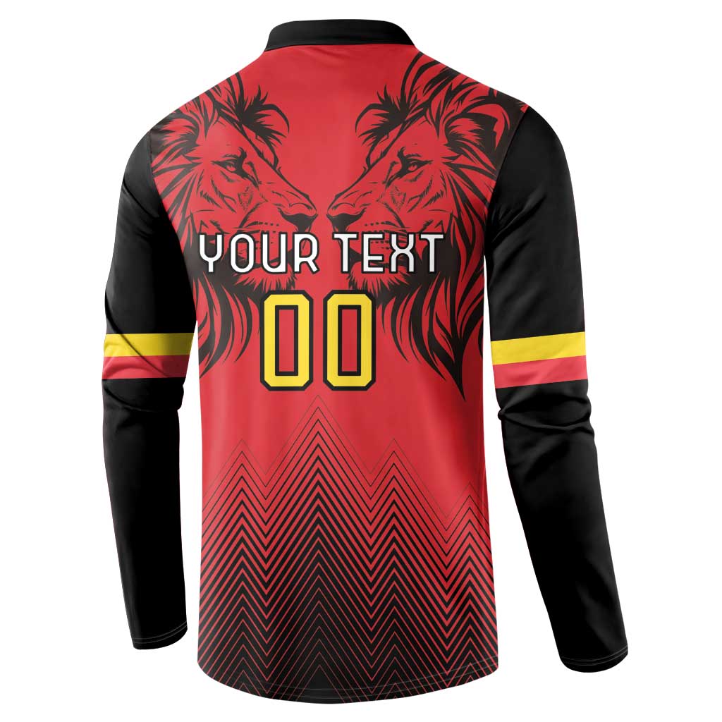 Custom Belgium Rugby Button Sweatshirt Diables Noirs Lion Head