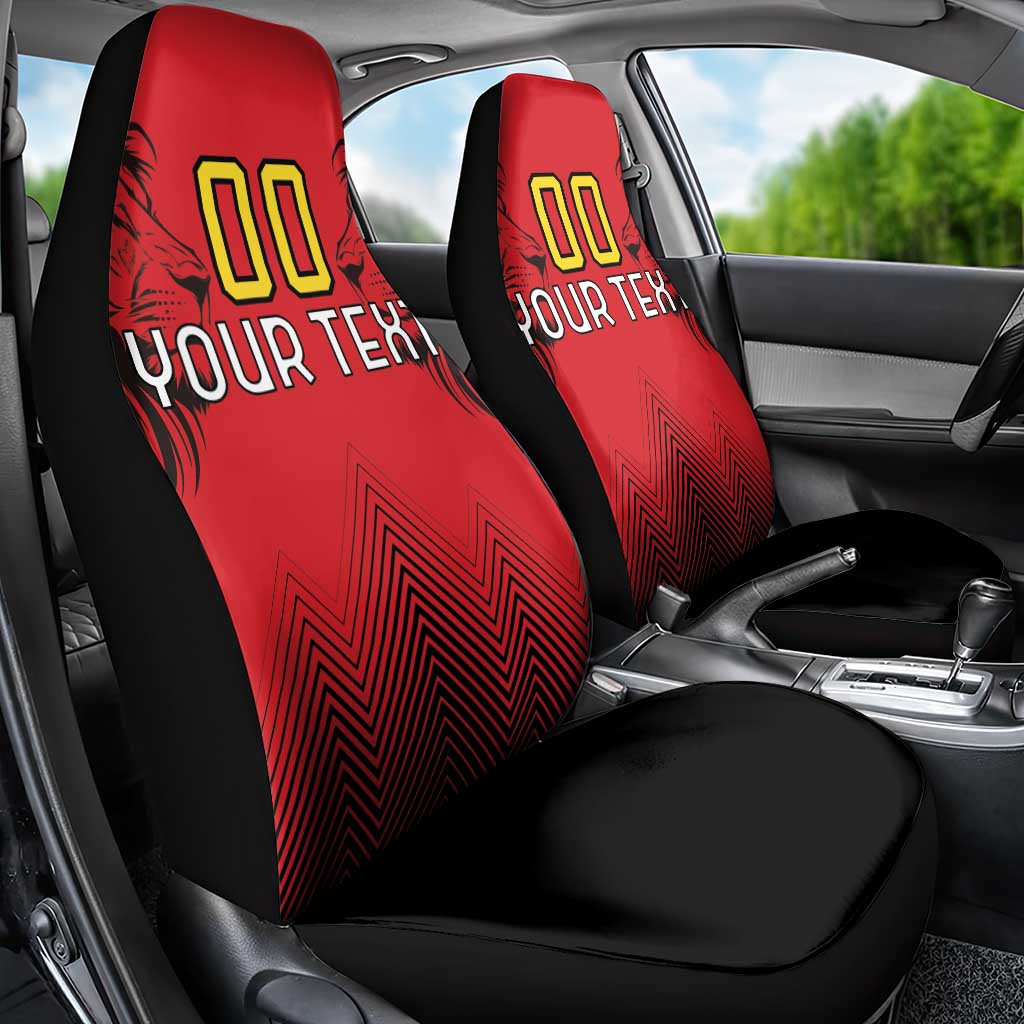 Custom Belgium Rugby Car Seat Cover Diables Noirs Lion Head