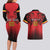 Custom Belgium Rugby Couples Matching Long Sleeve Bodycon Dress and Hawaiian Shirt Diables Noirs Lion Head