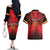 Custom Belgium Rugby Couples Matching Off The Shoulder Long Sleeve Dress and Hawaiian Shirt Diables Noirs Lion Head