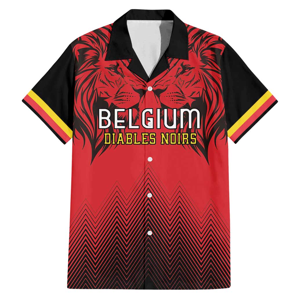 Custom Belgium Rugby Family Matching Mermaid Dress and Hawaiian Shirt Diables Noirs Lion Head
