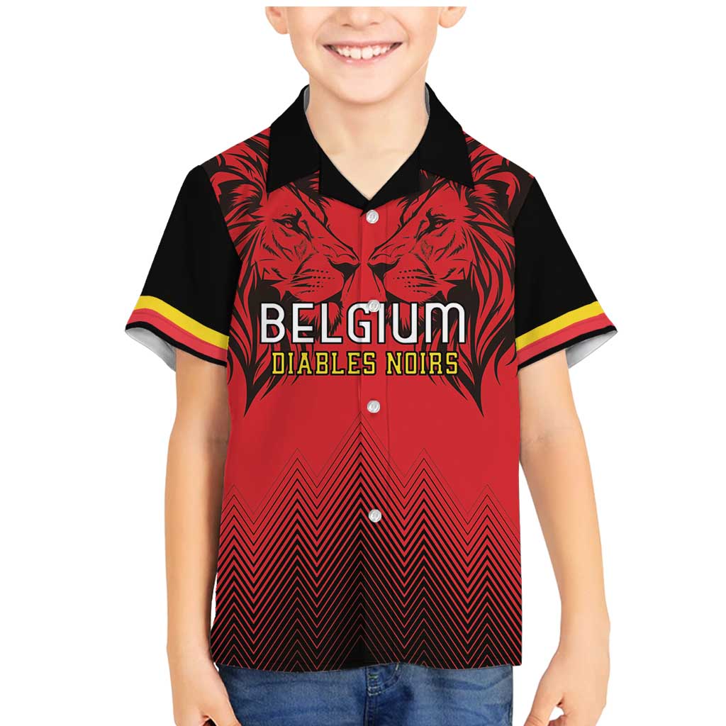 Custom Belgium Rugby Family Matching Mermaid Dress and Hawaiian Shirt Diables Noirs Lion Head