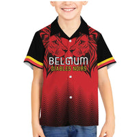 Custom Belgium Rugby Family Matching Mermaid Dress and Hawaiian Shirt Diables Noirs Lion Head