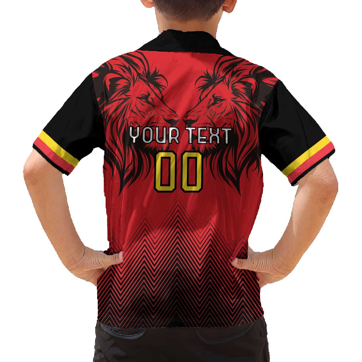 Custom Belgium Rugby Family Matching Off The Shoulder Long Sleeve Dress and Hawaiian Shirt Diables Noirs Lion Head
