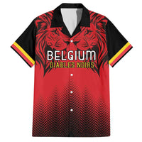 Custom Belgium Rugby Family Matching Off The Shoulder Long Sleeve Dress and Hawaiian Shirt Diables Noirs Lion Head