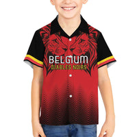 Custom Belgium Rugby Family Matching Off Shoulder Maxi Dress and Hawaiian Shirt Diables Noirs Lion Head