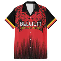 Custom Belgium Rugby Family Matching Off Shoulder Short Dress and Hawaiian Shirt Diables Noirs Lion Head