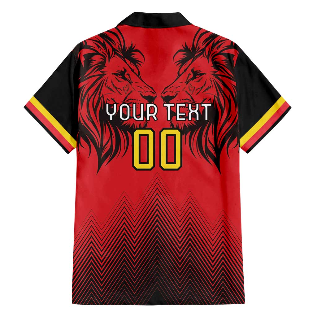 Custom Belgium Rugby Family Matching Off Shoulder Short Dress and Hawaiian Shirt Diables Noirs Lion Head
