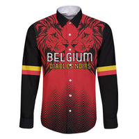 Custom Belgium Rugby Family Matching Short Sleeve Bodycon Dress and Hawaiian Shirt Diables Noirs Lion Head - Wonder Print Shop