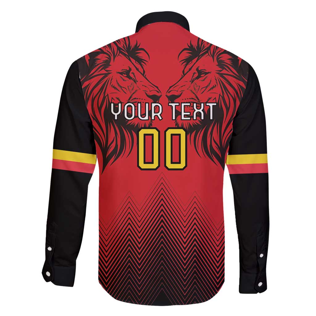 Custom Belgium Rugby Family Matching Short Sleeve Bodycon Dress and Hawaiian Shirt Diables Noirs Lion Head - Wonder Print Shop