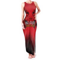 Custom Belgium Rugby Family Matching Tank Maxi Dress and Hawaiian Shirt Diables Noirs Lion Head - Wonder Print Shop