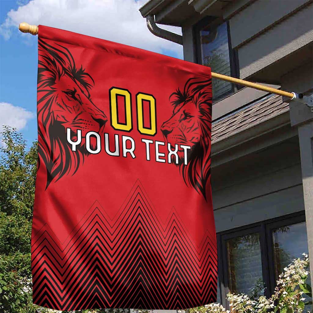 Custom Belgium Rugby Garden Flag Diables Noirs Lion Head - Wonder Print Shop