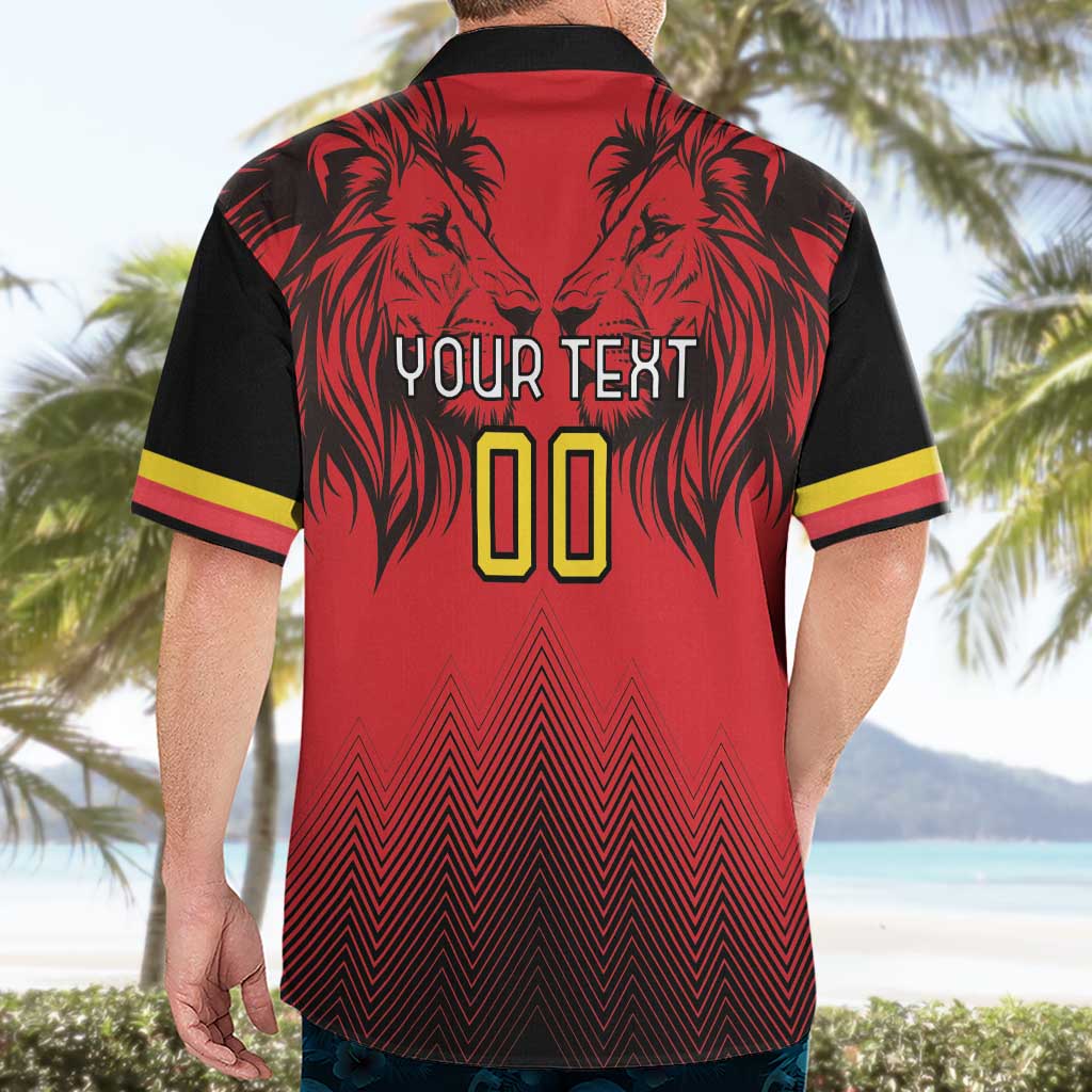 Custom Belgium Rugby Hawaiian Shirt Diables Noirs Lion Head - Wonder Print Shop