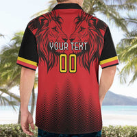 Custom Belgium Rugby Hawaiian Shirt Diables Noirs Lion Head - Wonder Print Shop