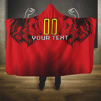 Custom Belgium Rugby Hooded Blanket Diables Noirs Lion Head - Wonder Print Shop
