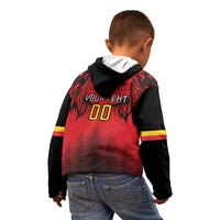 Custom Belgium Rugby Kid Hoodie Diables Noirs Lion Head - Wonder Print Shop