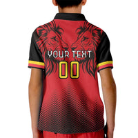 Custom Belgium Rugby Kid Polo Shirt Diables Noirs Lion Head - Wonder Print Shop