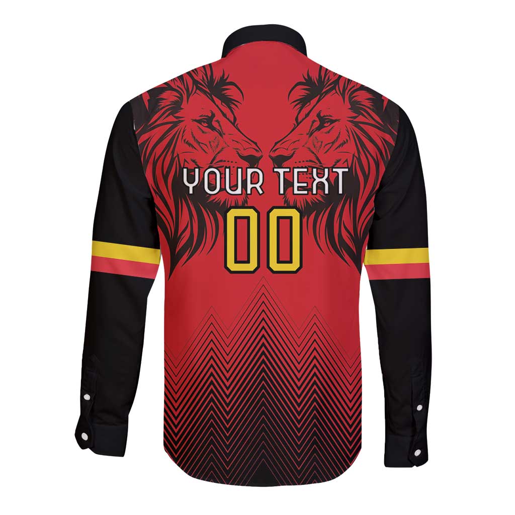 Custom Belgium Rugby Long Sleeve Button Shirt Diables Noirs Lion Head