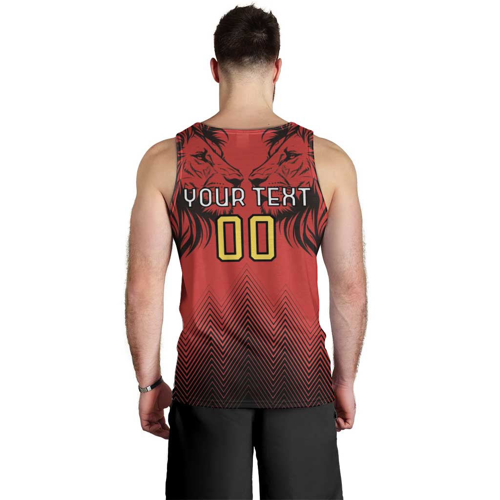 Custom Belgium Rugby Men Tank Top Diables Noirs Lion Head - Wonder Print Shop