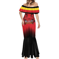 Custom Belgium Rugby Mermaid Dress Diables Noirs Lion Head - Wonder Print Shop